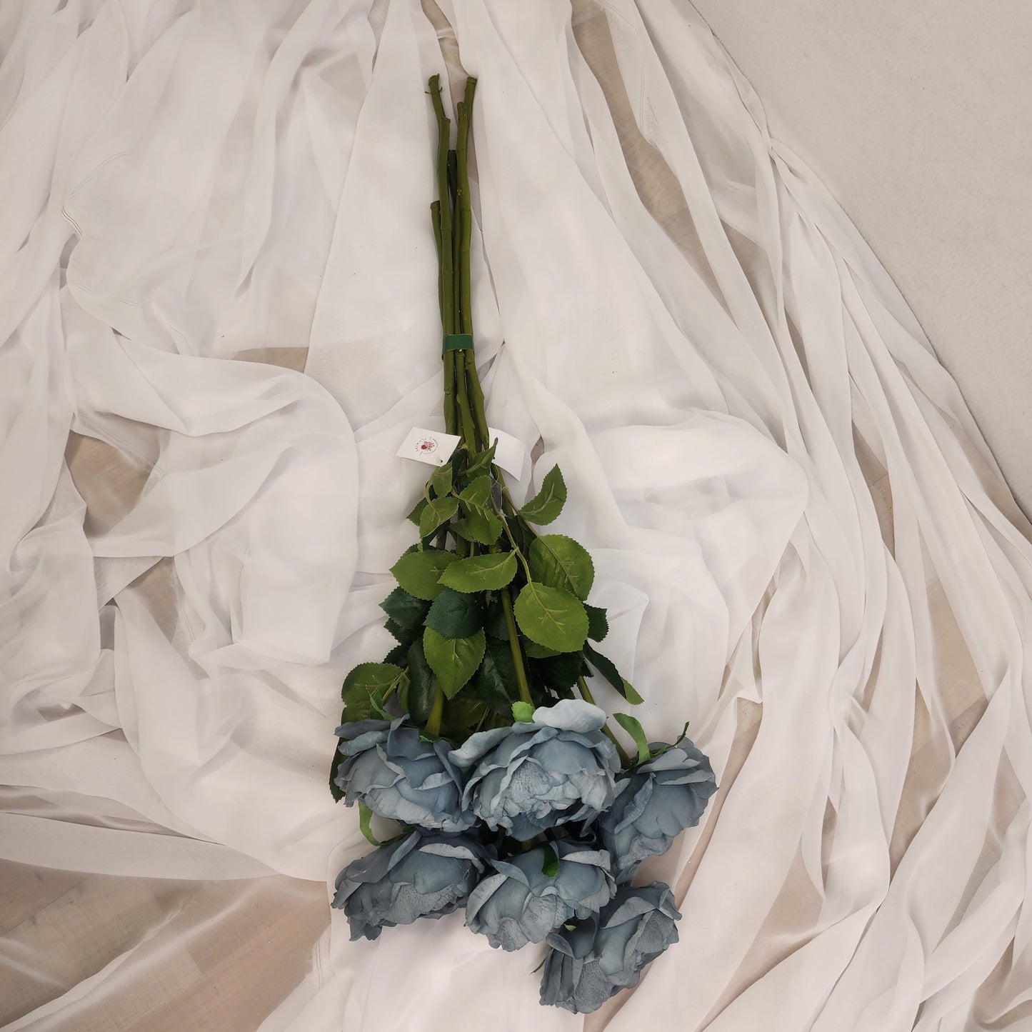 Duck Egg Blue David Austin Half Bloom Real Touch Rose - Realistic Artificial Flowers