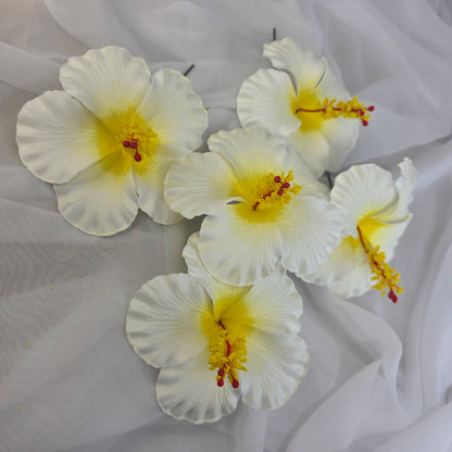 White/Yellow Hibiscus 11.5 cm Flowerhead