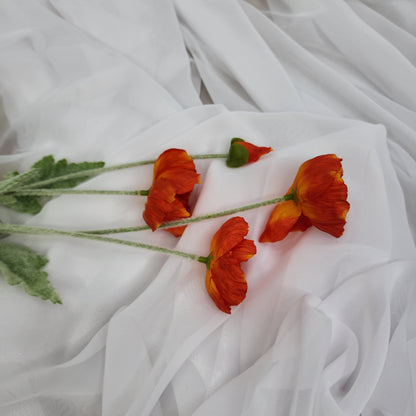 Icelandic Burnt Orange Poppies - Realistic Artificial Flowers