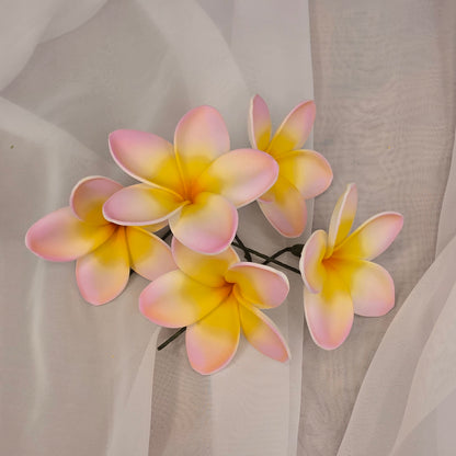 Pink/White/Yellow Frangipani 7cm Flowerhead