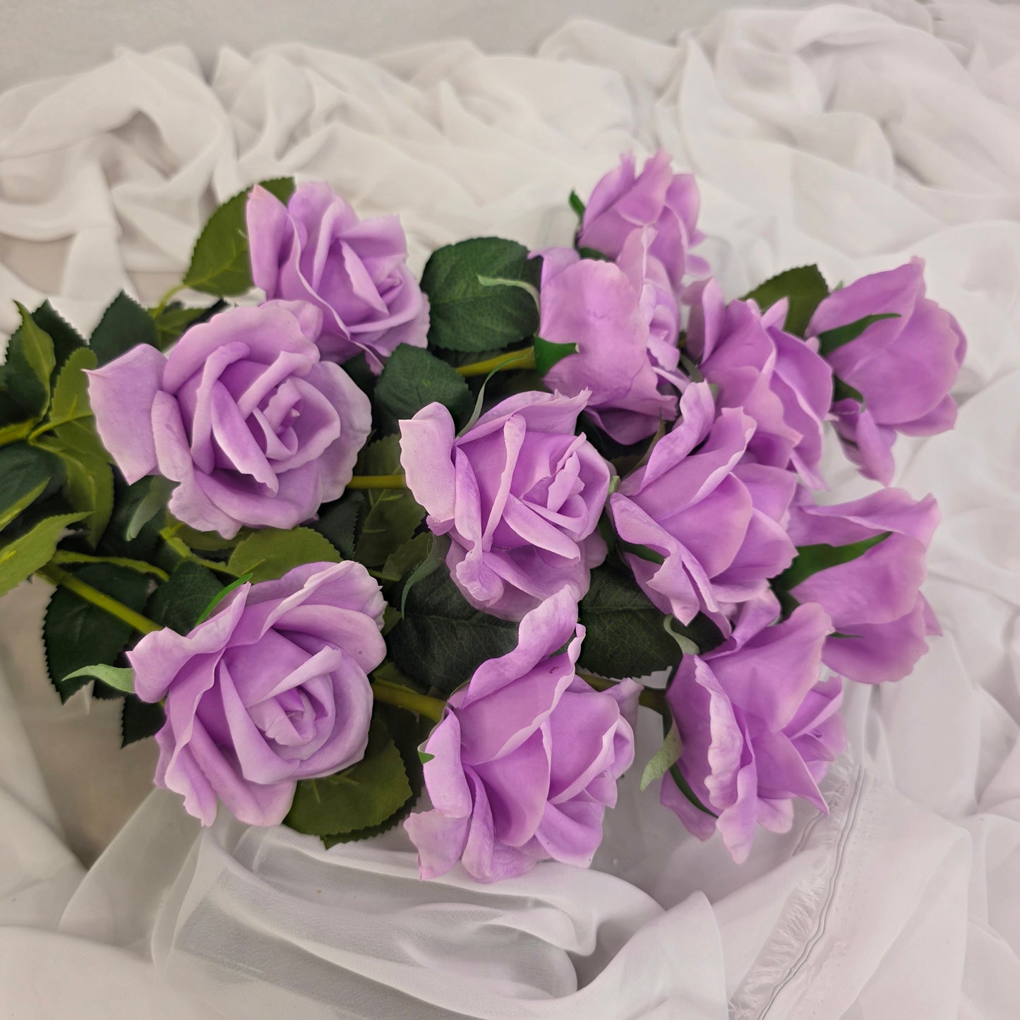Lilac Real Touch Open Bloom Rose - Realistic Artificial Flowers