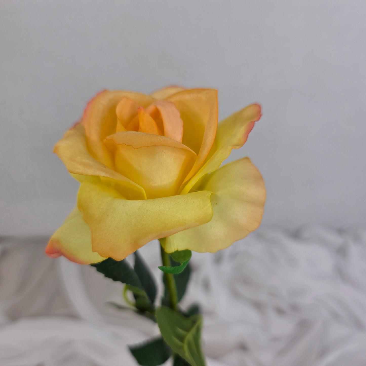 Tangerine Real Touch Open Bloom Rose - Realistic Artificial Flowers