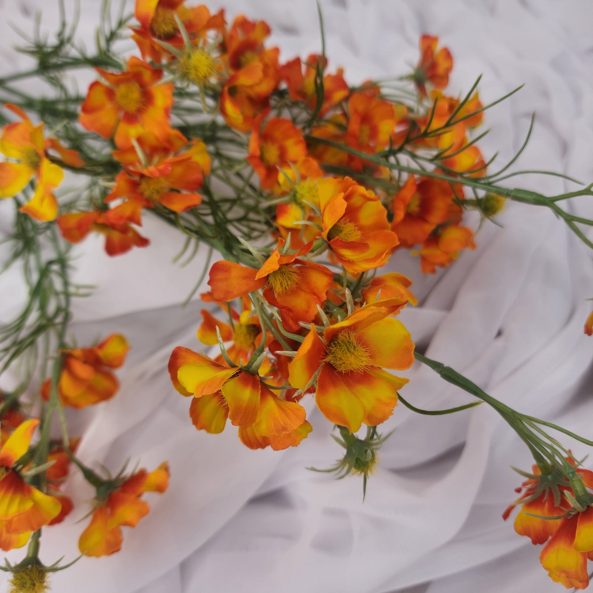 Orange Mini Cosmos Spray - Realistic Artificial Flowers