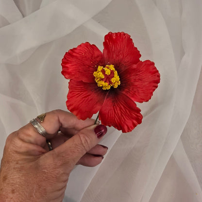 Dark Red Hibiscus 8cm Flowerhead