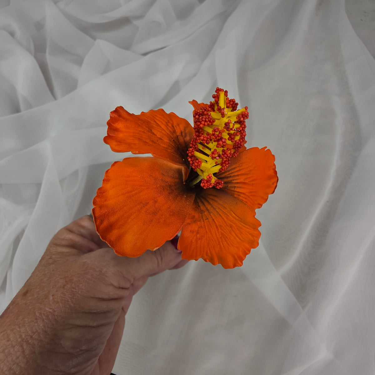 Orange Hibiscus 8 cm Flowerhead