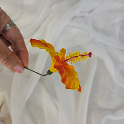 Bright Orange/Yellow Hibiscus 11.5 cm Flowerhead