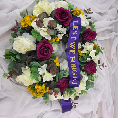 Wreath in Burgundy, White and Yellow