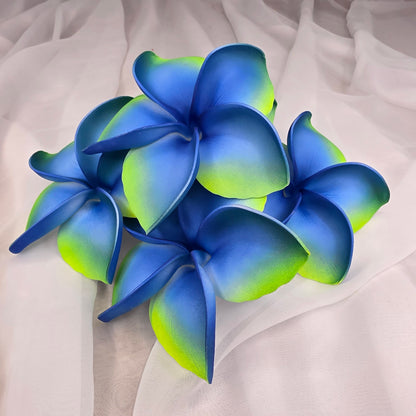 Blue/Lime Frangipani 11.5cm Flowerhead