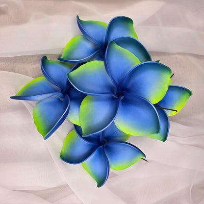 Blue/Lime Frangipani 11.5cm Flowerhead