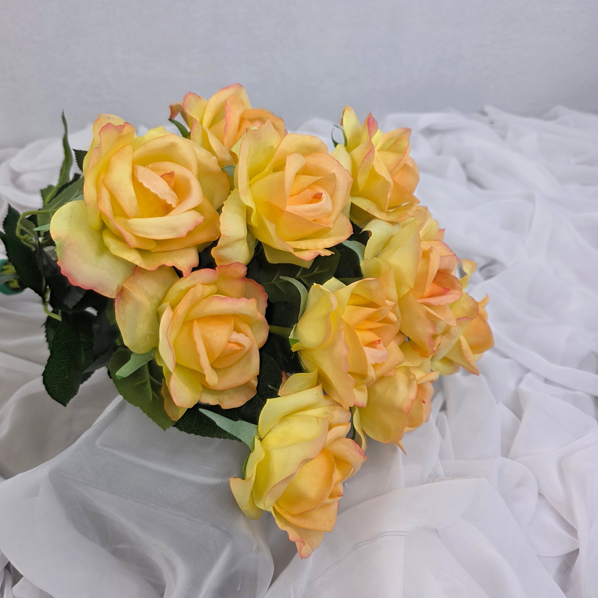 Tangerine Real Touch Open Bloom Rose - Realistic Artificial Flowers