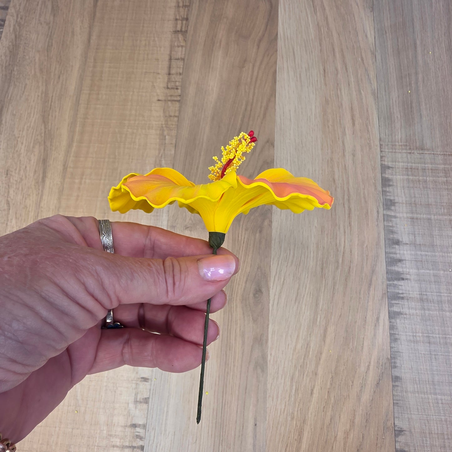 Peach Hibiscus 11.5 cm Flowerhead