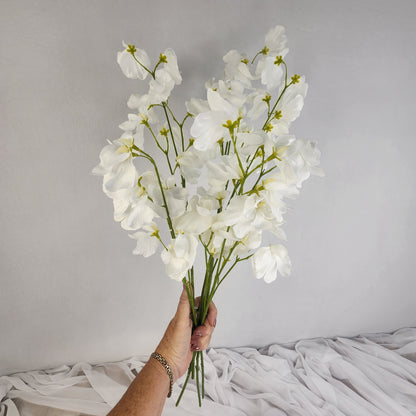 White Sweet Pea Spray- Realistic Artificial Flowers