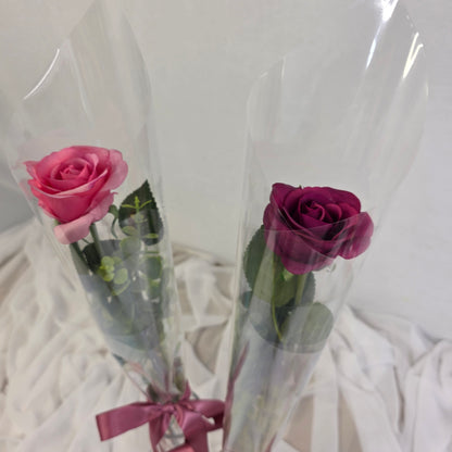 Gift Wrapped, Single Cranberry Rose , Real Touch- Realistic Artificial Flowers
