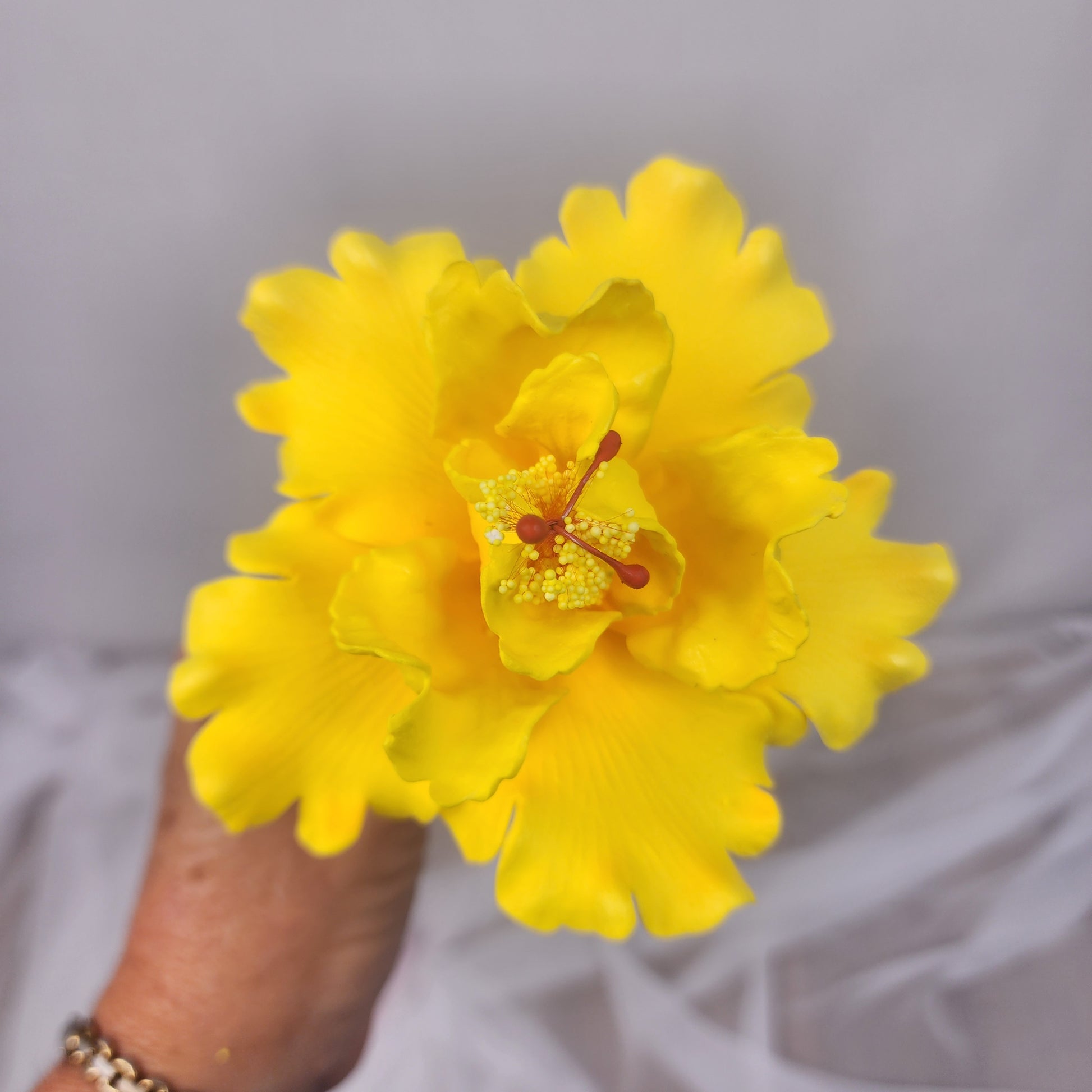 Hibiscus Yellow Double 11cm- Realistic artificial Flowers