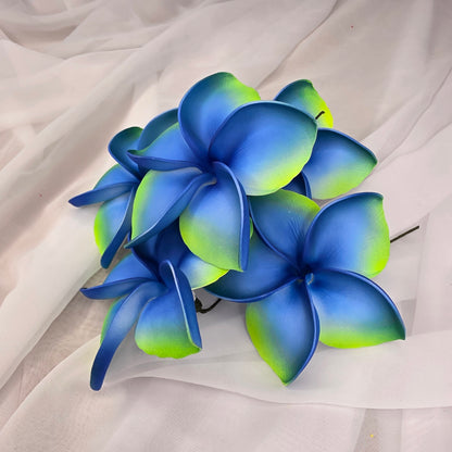 Blue/Lime Frangipani 11.5cm Flowerhead