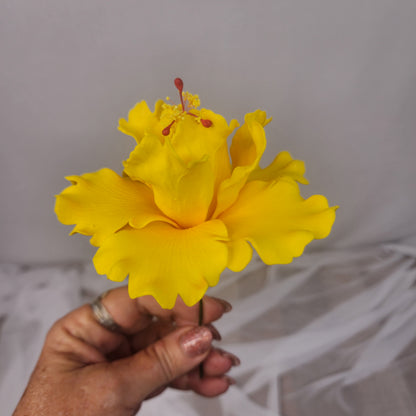 Hibiscus Yellow Double 11cm- Realistic artificial Flowers
