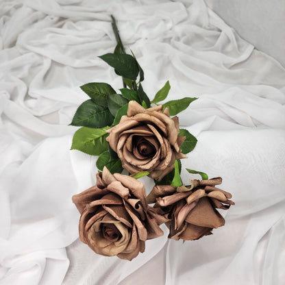 Coffee Royal Real Touch Rose - Realistic Artificial Flowers