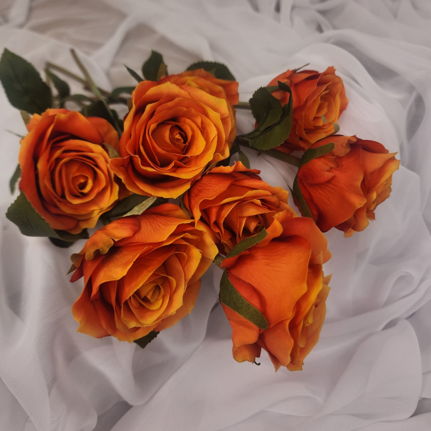 Burnt Orange Artificial Silk Rose Stem