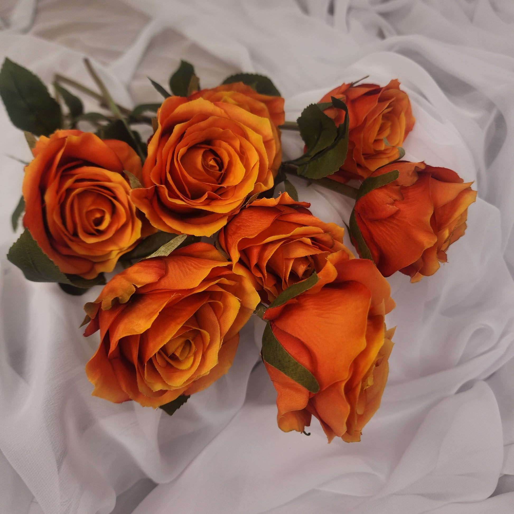 Burnt Orange Artificial Silk Rose Stem