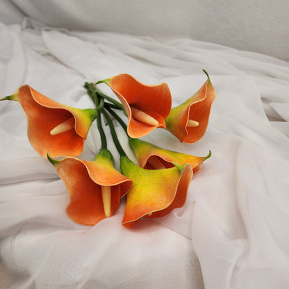 Orange Mini Calla Lily  - Realistic Artificial Flowers