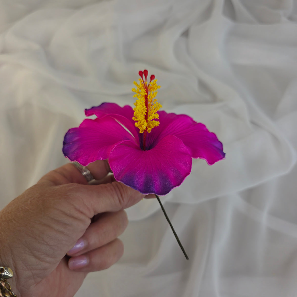 Fuchsia/Purple Hibiscus 11.5 cm Flowerhead