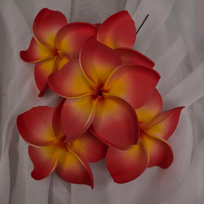 Coral and Yellow Frangipani 11.5cm Flowerhead