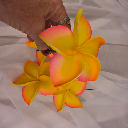 Hot Pink and Yellow Frangipani 11.5cm Flowerhead