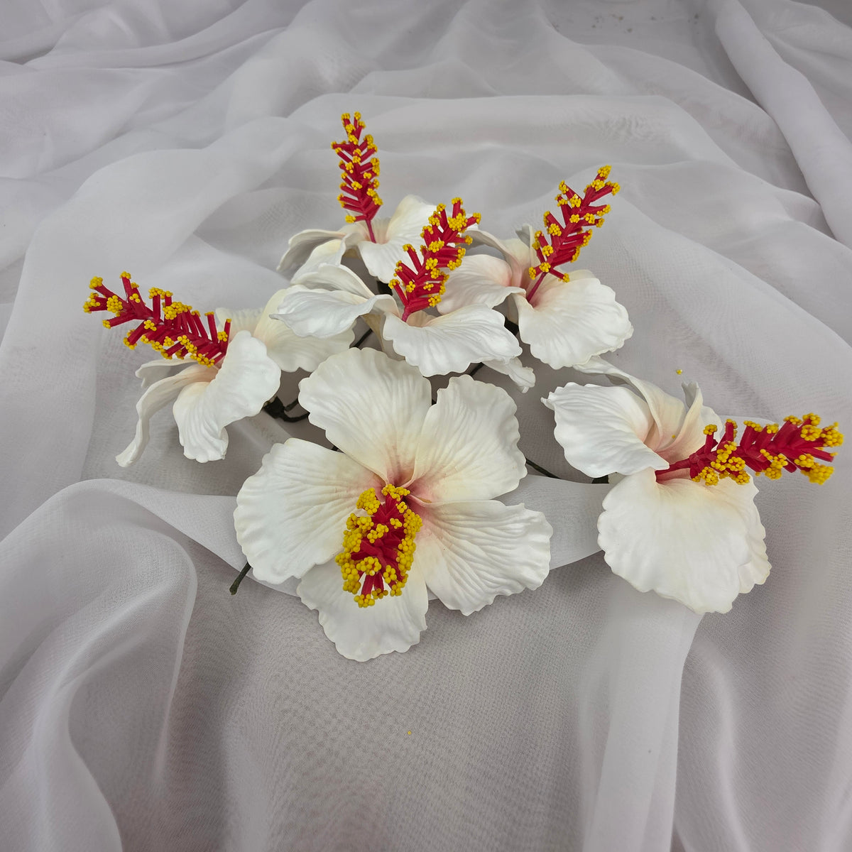 White Hibiscus 8cm Flowerhead