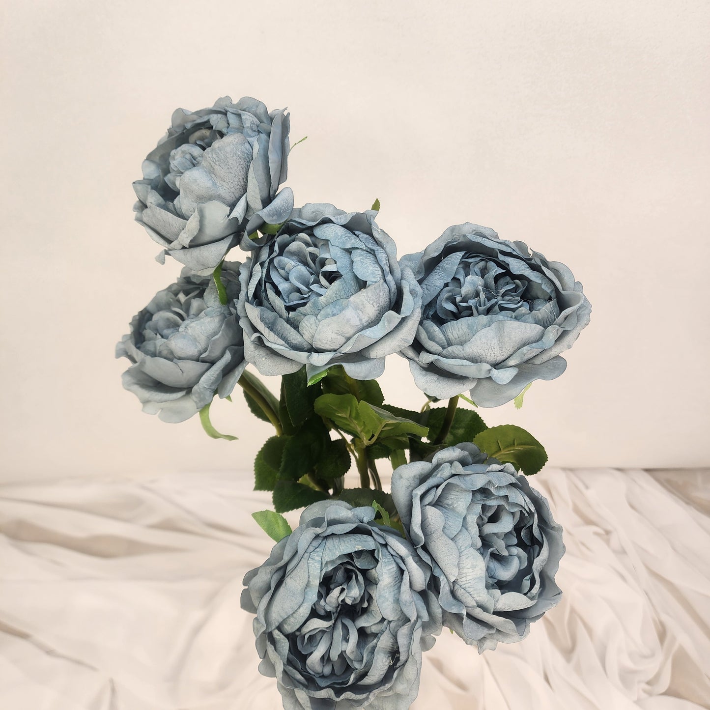 Duck Egg Blue David Austin Half Bloom Real Touch Rose - Realistic Artificial Flowers