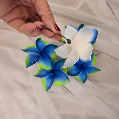 Blue/Lime Frangipani 11.5cm Flowerhead
