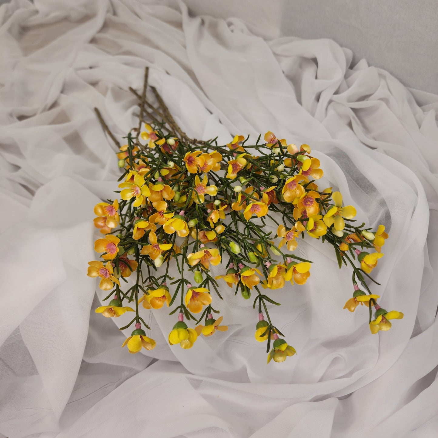 Wax Flower Spray Yellow - Realistic Artificial Flowers