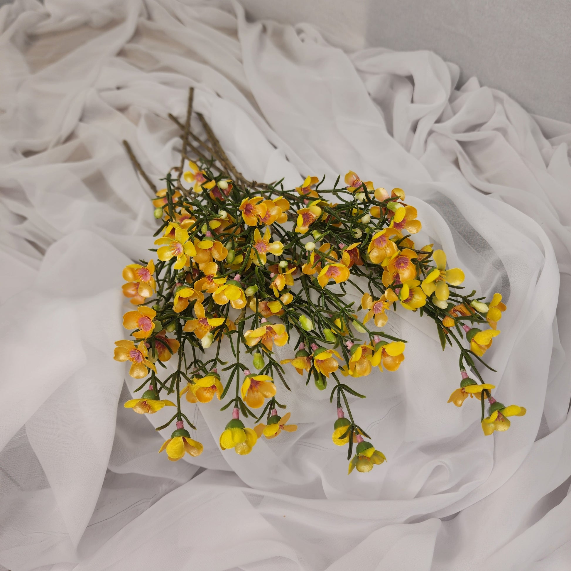 Wax Flower Spray Yellow - Realistic Artificial Flowers