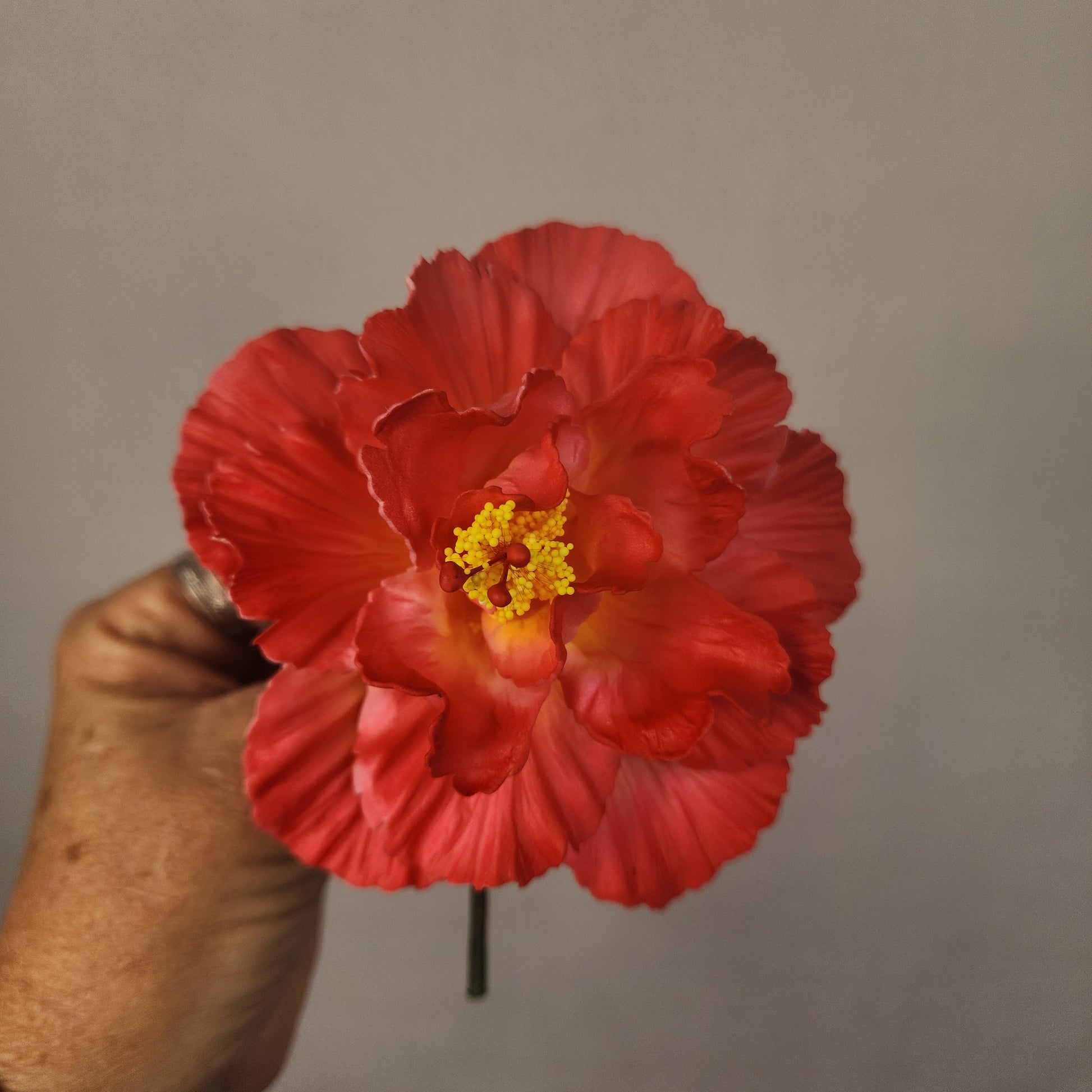 Hibiscus Light Red Triple 12.5cm- Realistic artificial Flowers