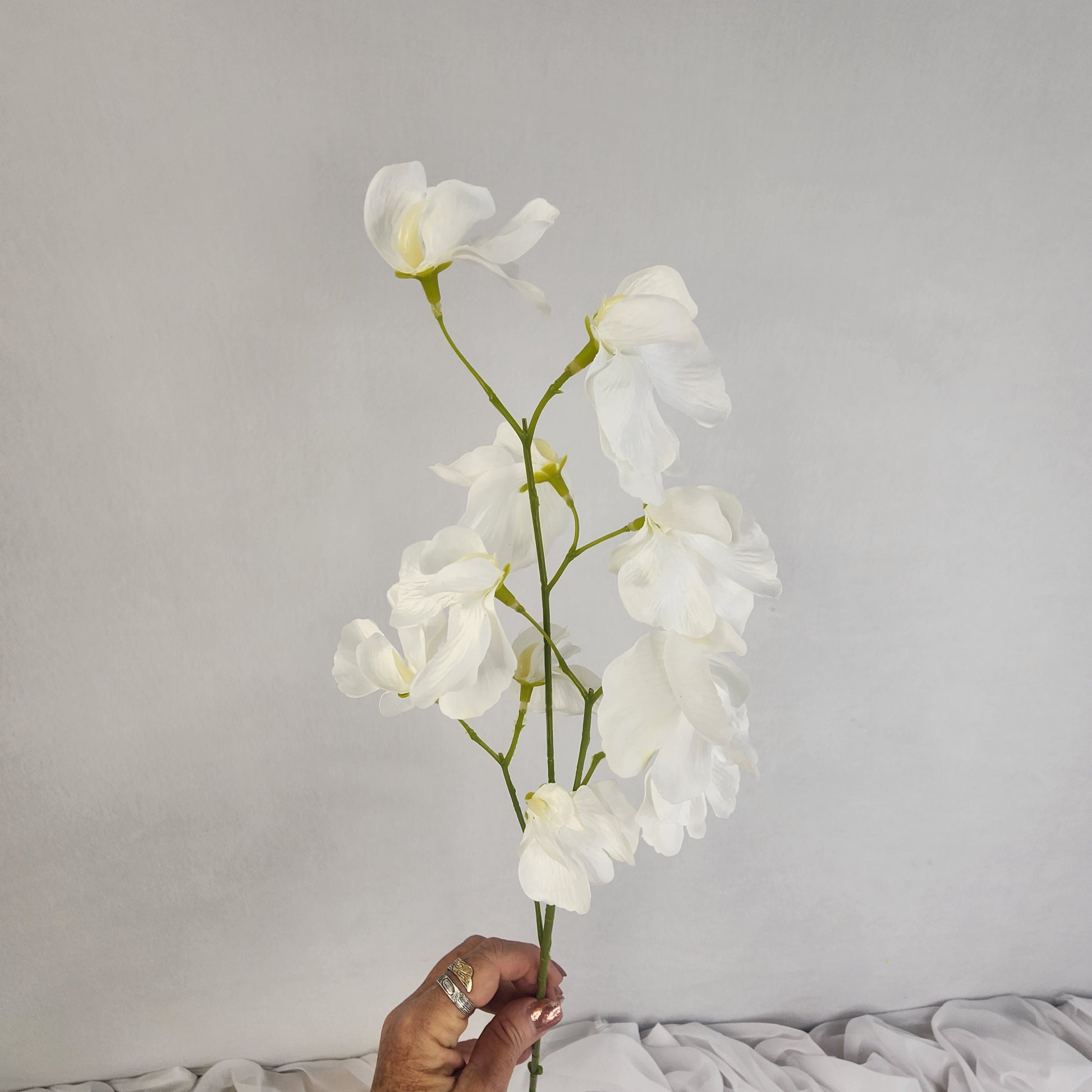 White Sweet Pea Spray- Realistic Artificial Flowers
