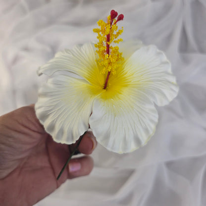 White/Yellow Hibiscus 11.5 cm Flowerhead