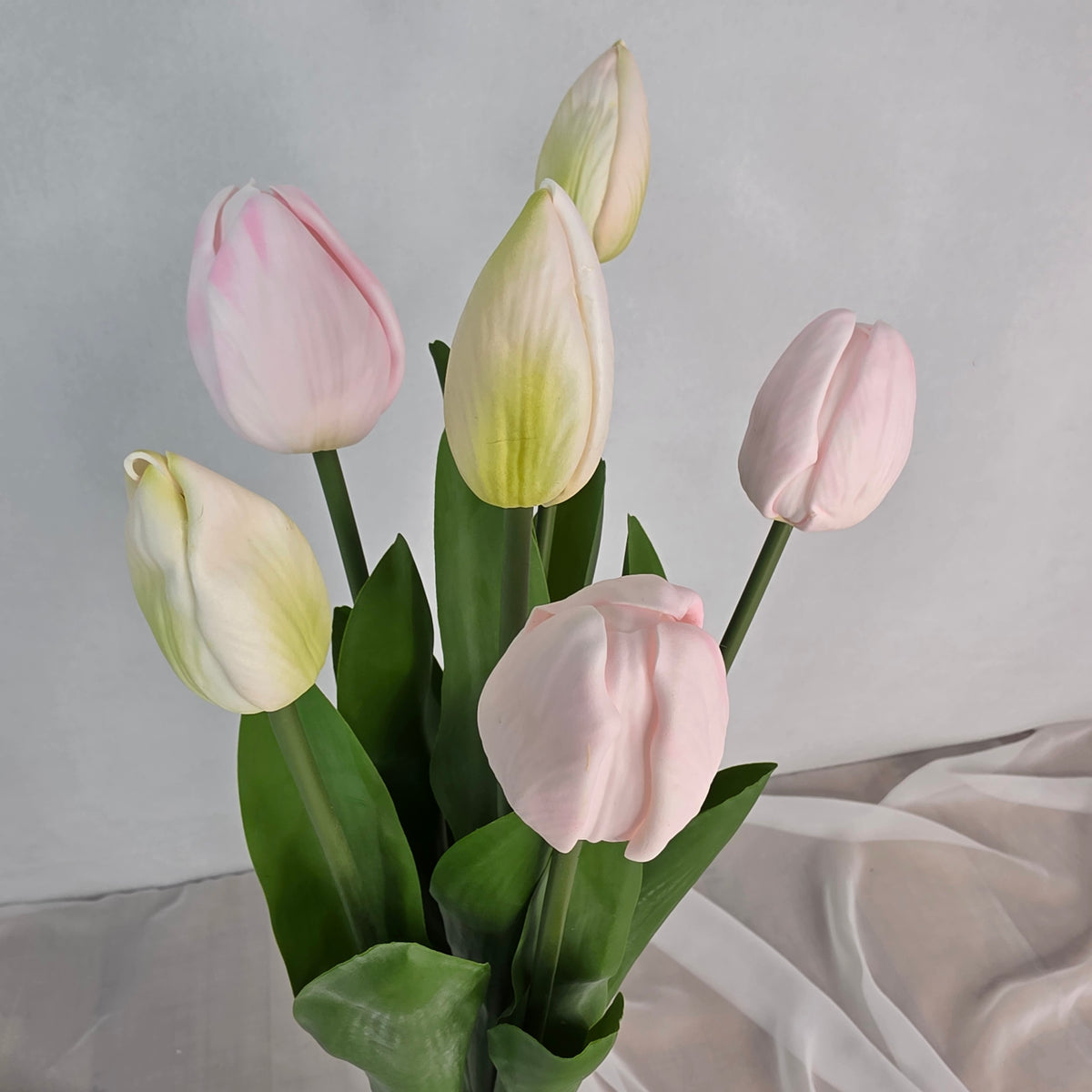 Light Pink Tulip Real Touch Bud and Bloom -Realistic Artificial Flowers