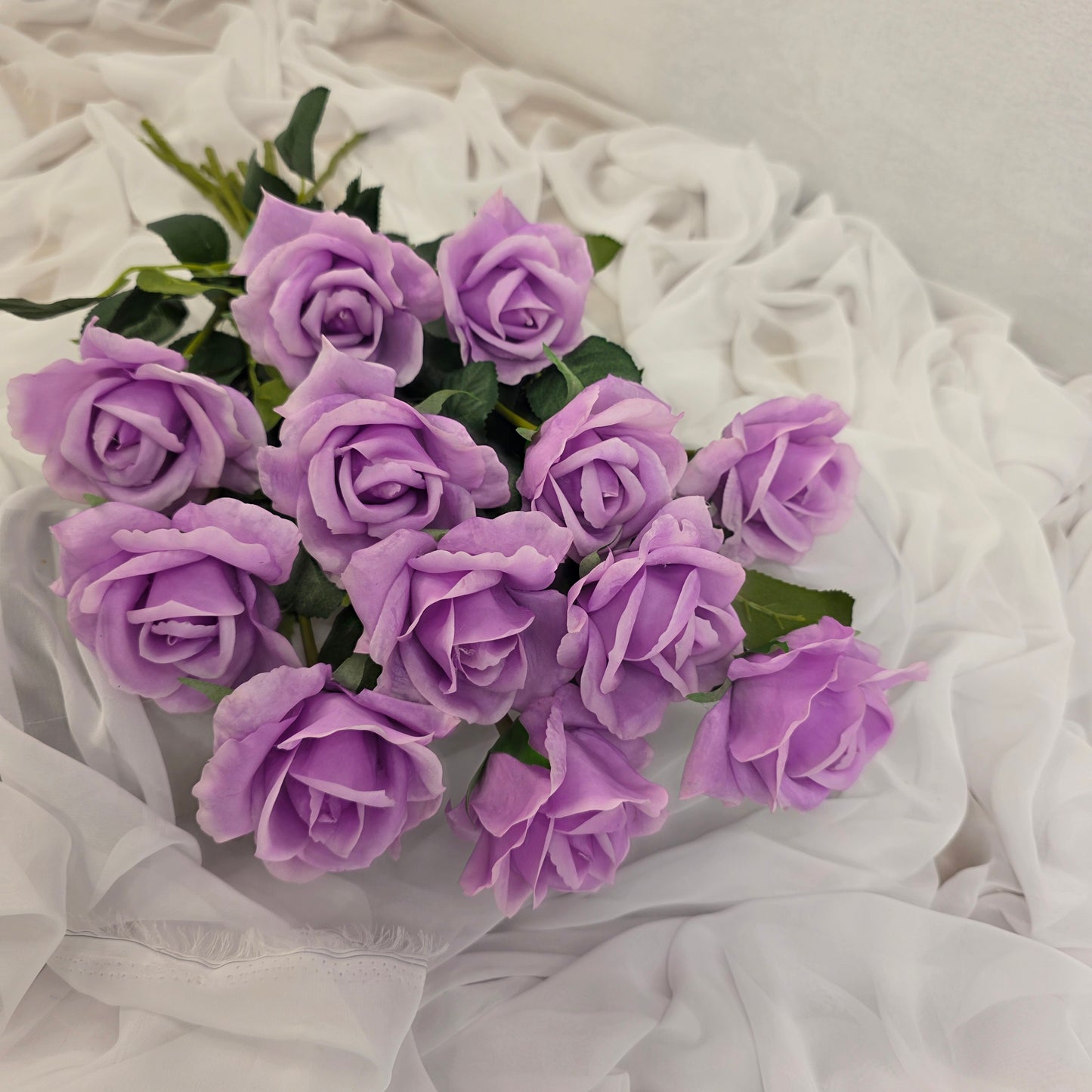 Lilac Real Touch Open Bloom Rose - Realistic Artificial Flowers