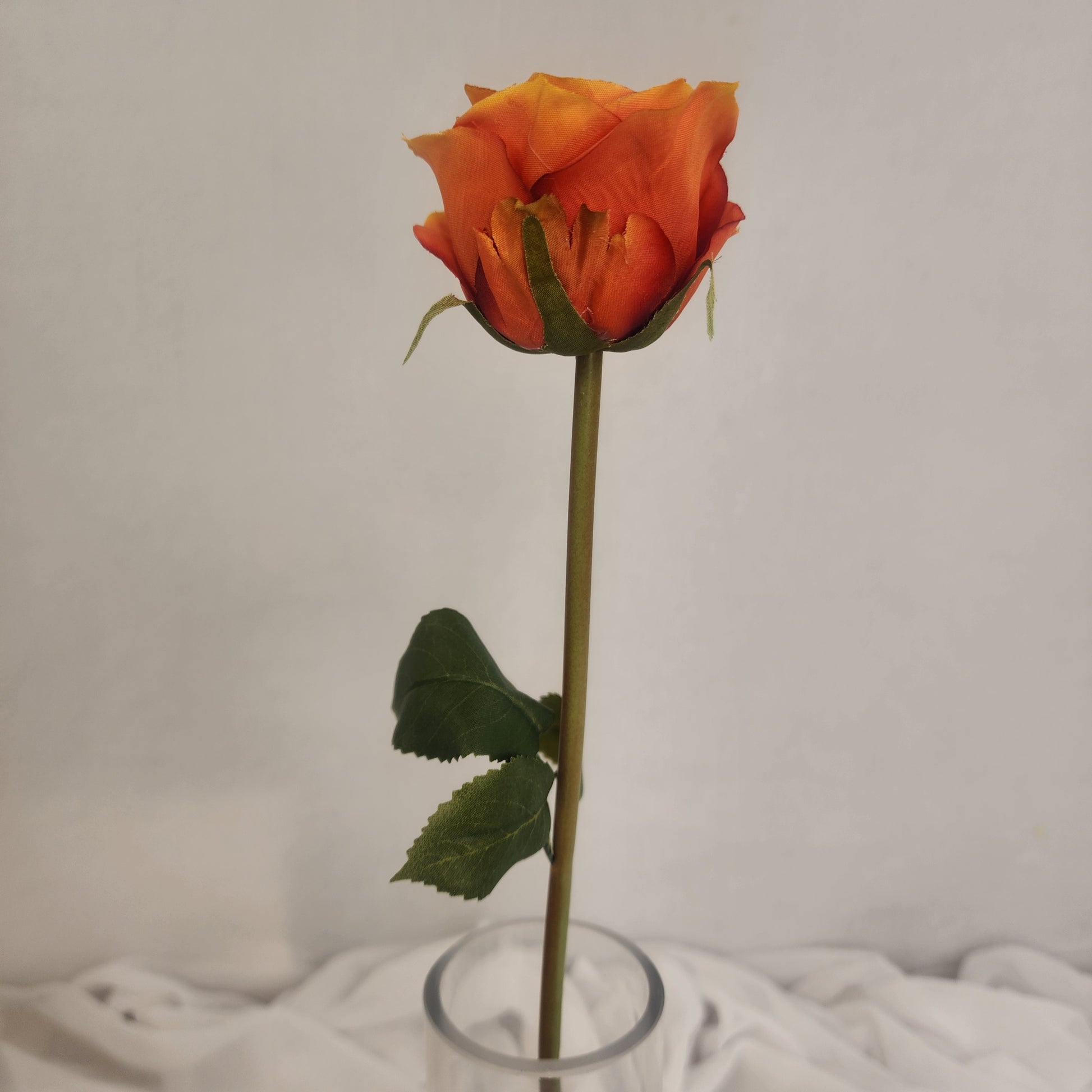Burnt Orange Artificial Silk Rose Stem