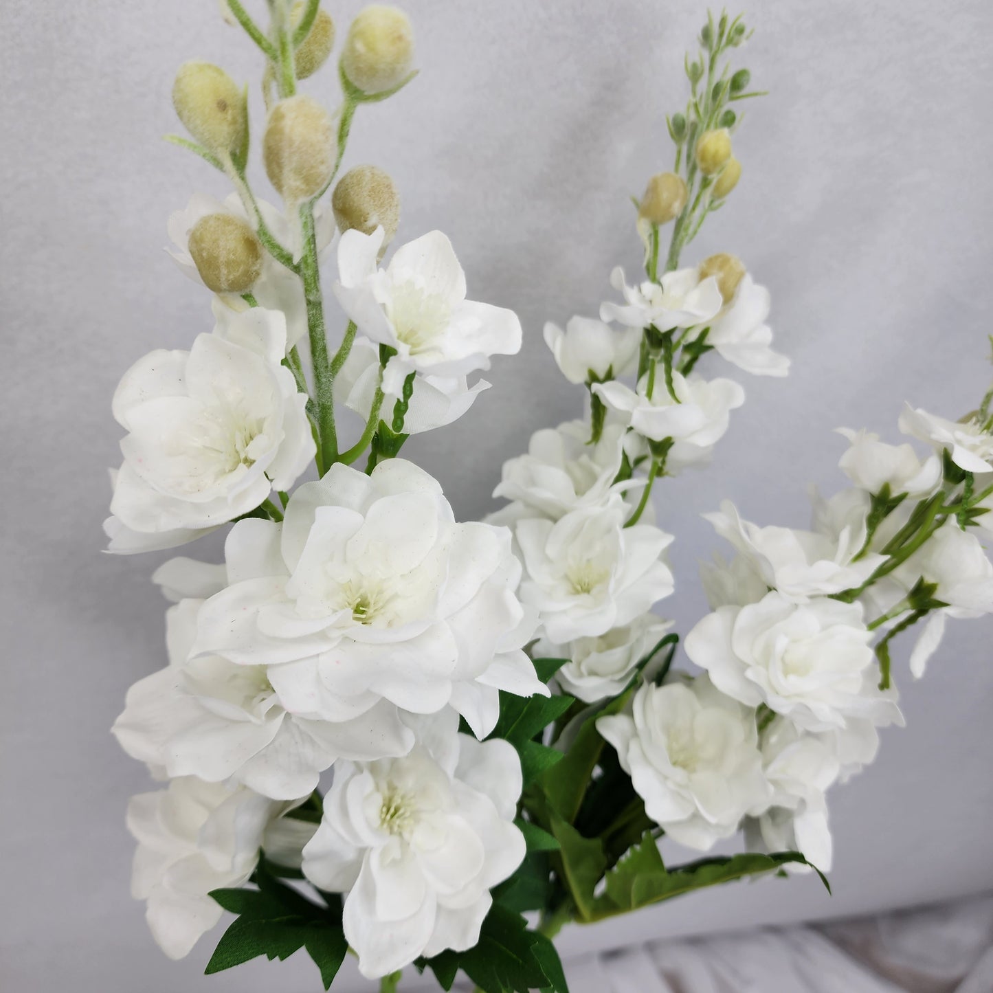White Small Real Touch Delphinium - Realistic Artificial Flowers