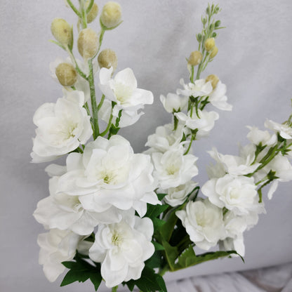 White Small Real Touch Delphinium - Realistic Artificial Flowers