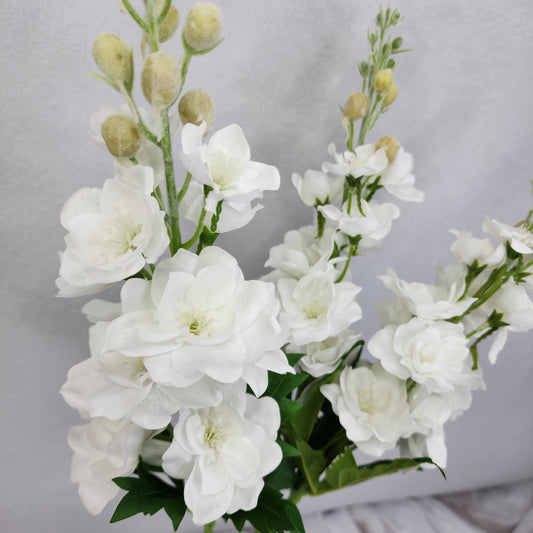 White Small Real Touch Delphinium - Realistic Artificial Flowers