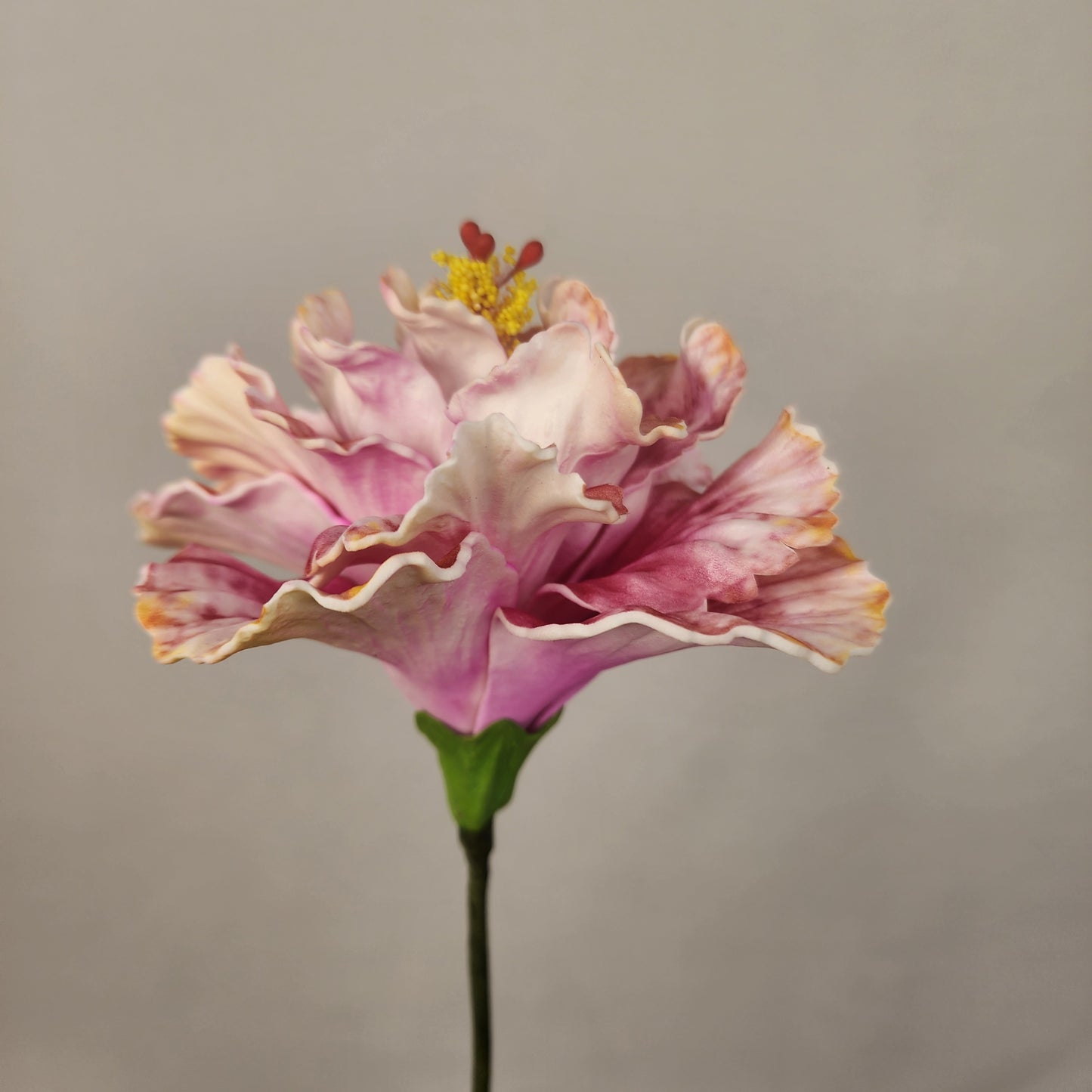 Hibiscus Pink/Gold Triple Exotic 12.5cm- Realistic artificial Flowers