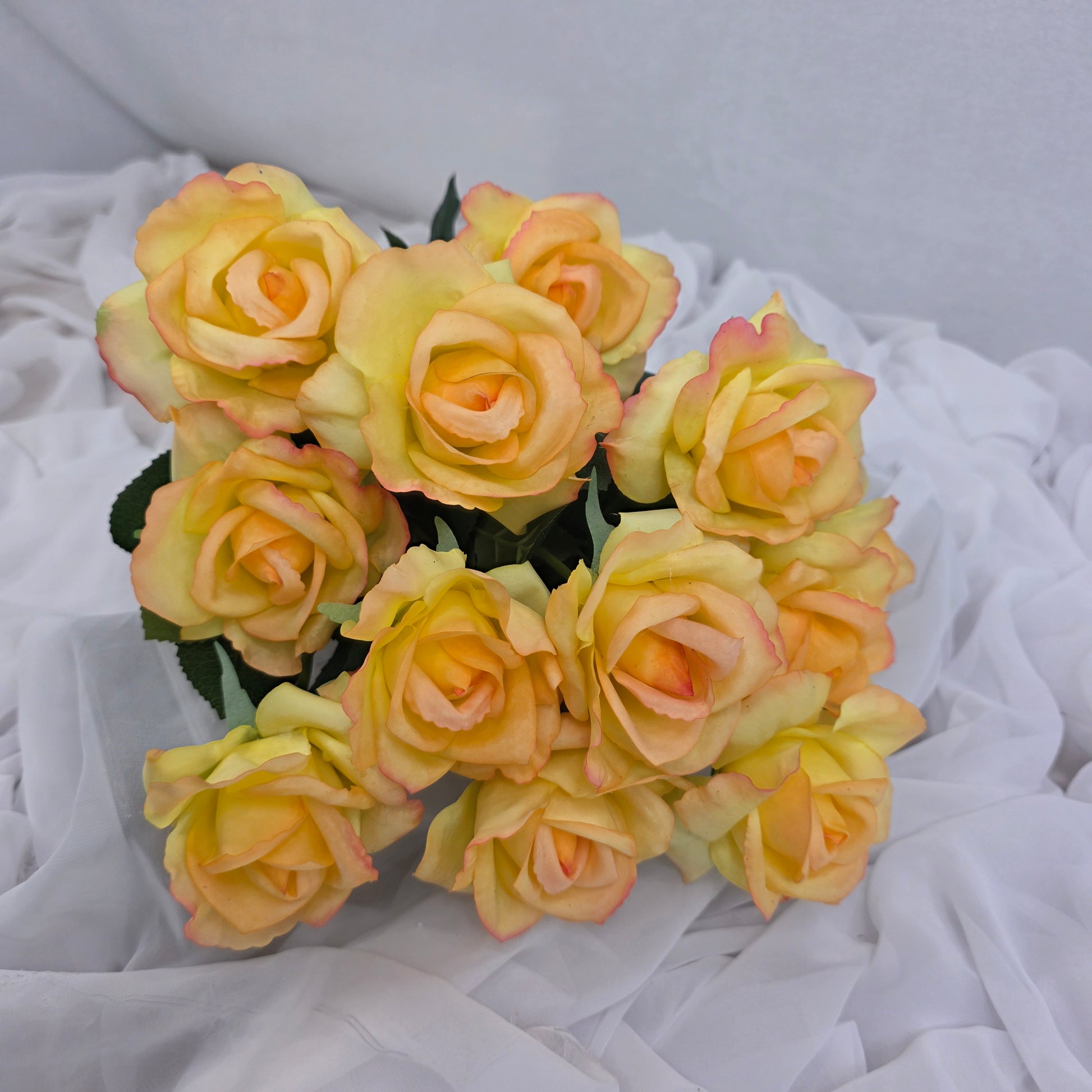 Tangerine Real Touch Open Bloom Rose - Realistic Artificial Flowers