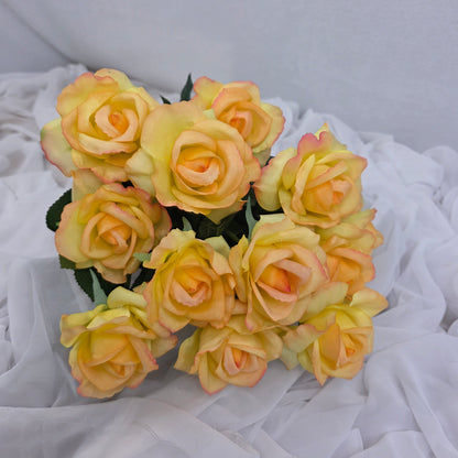Tangerine Real Touch Open Bloom Rose - Realistic Artificial Flowers