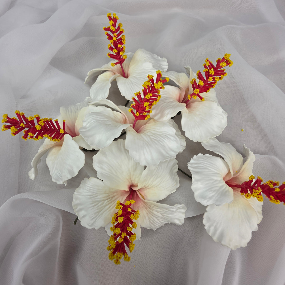 White Hibiscus 8cm Flowerhead