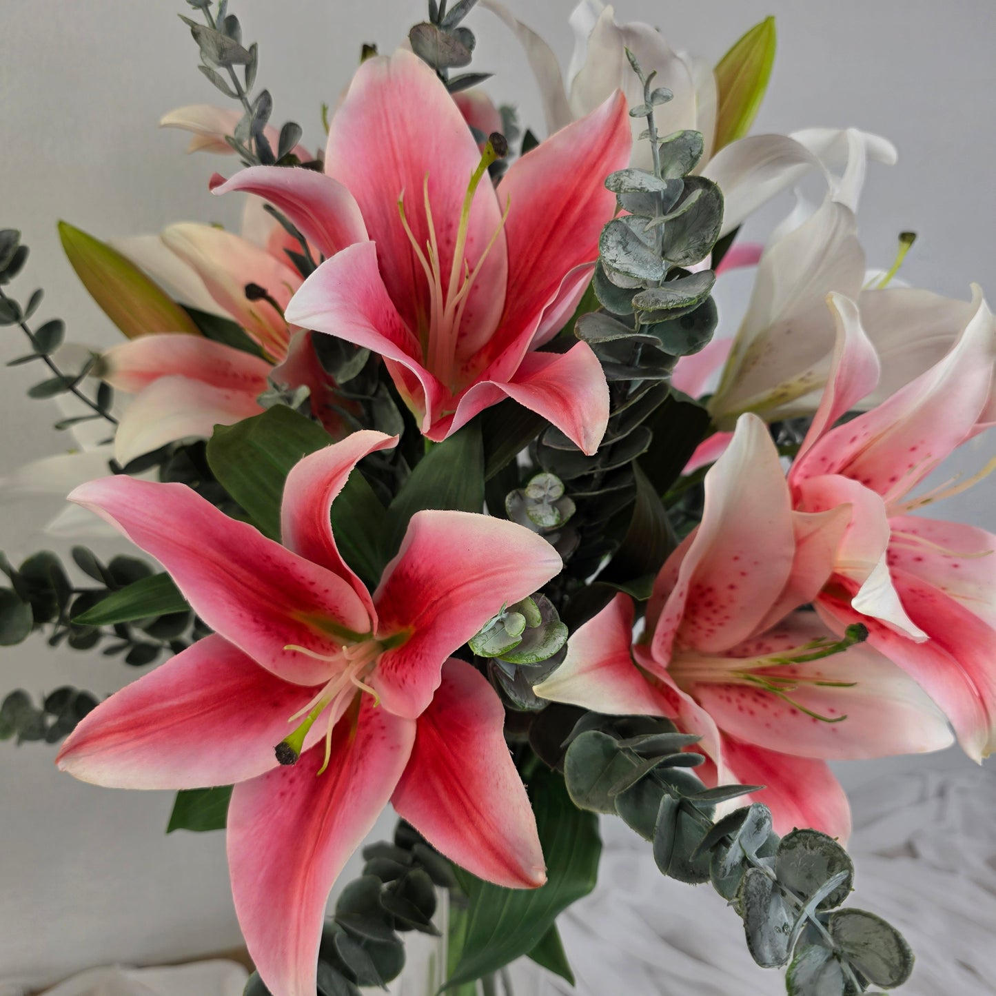Oriental Lily Arrangement Large - Realistic Artificial Flowers