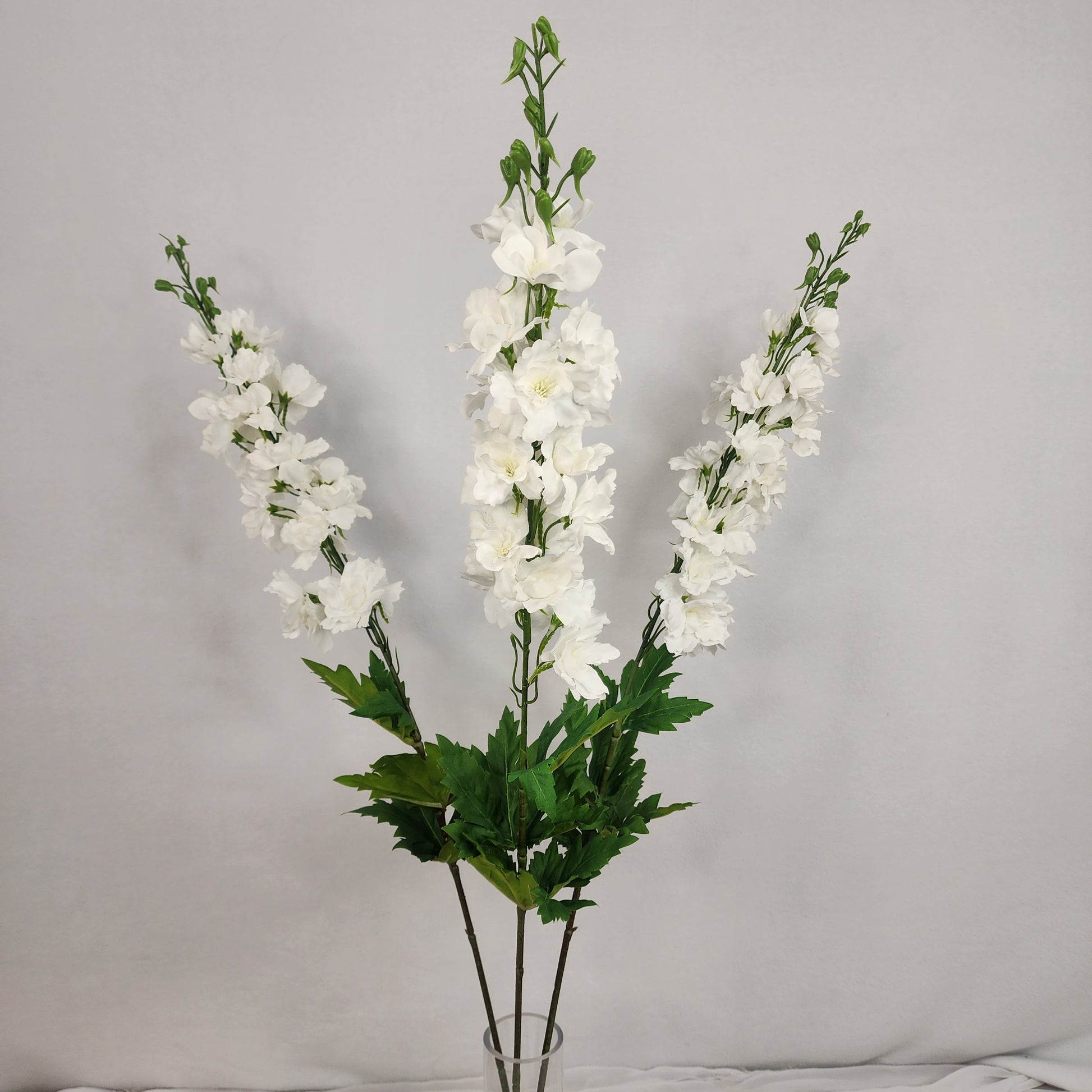 White Large Real Touch Delphinium - Realistic Artificial Flowers