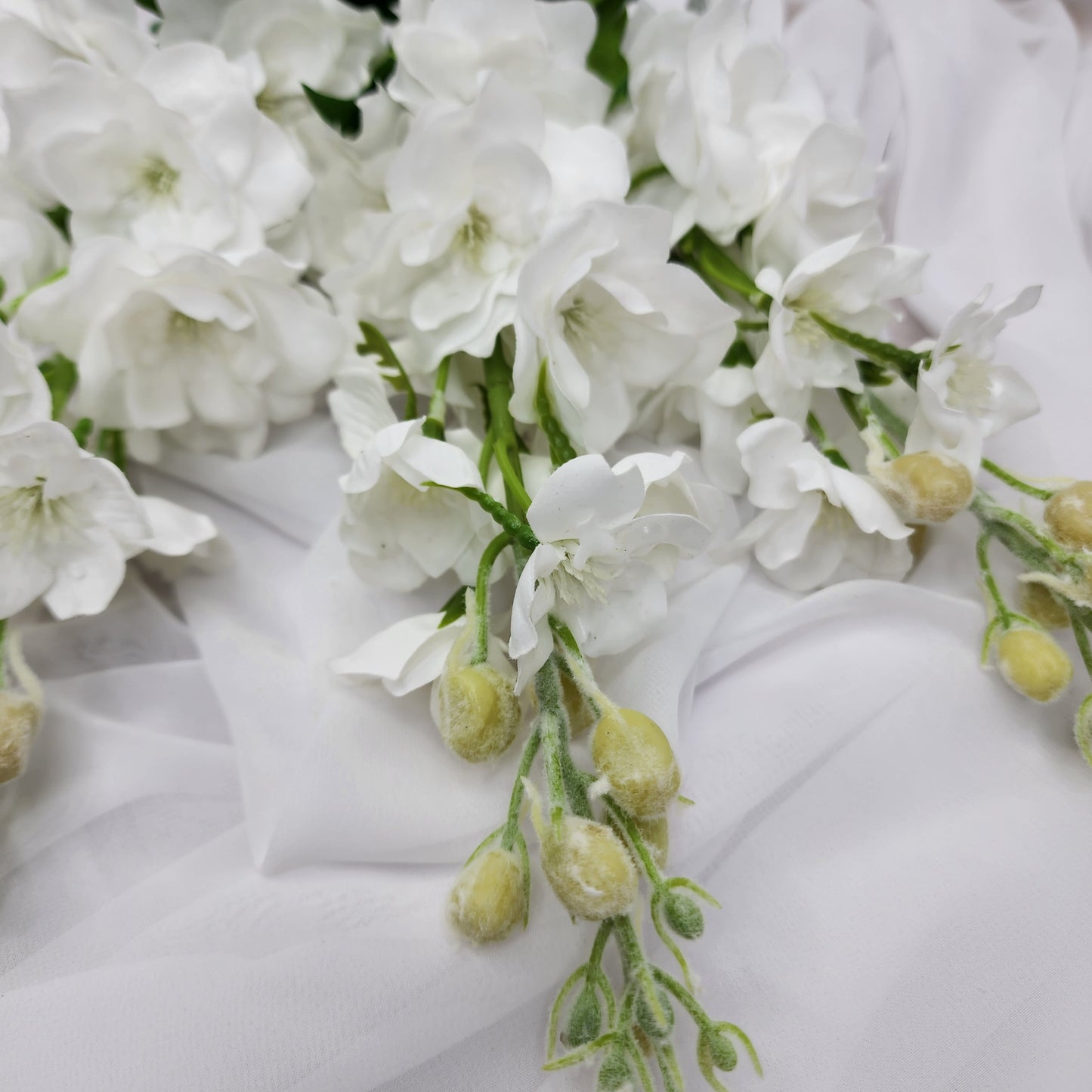 White Small Real Touch Delphinium - Realistic Artificial Flowers