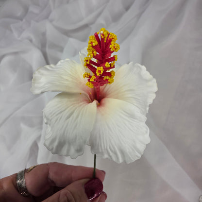 White Hibiscus 8cm Flowerhead
