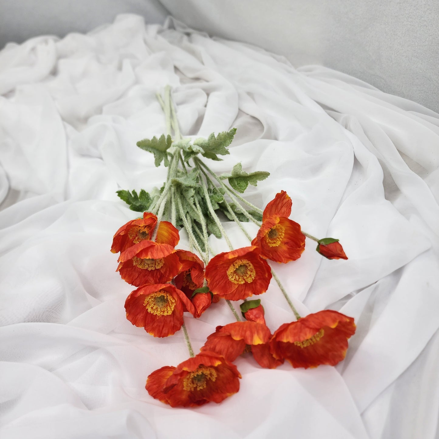 Icelandic Burnt Orange Poppies - Realistic Artificial Flowers